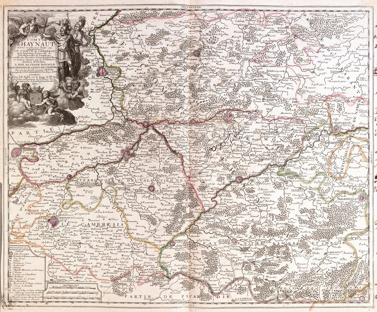 Kaart van het graafschap Henegouwen (België) (Gravure) door Jean Baptiste Nolin