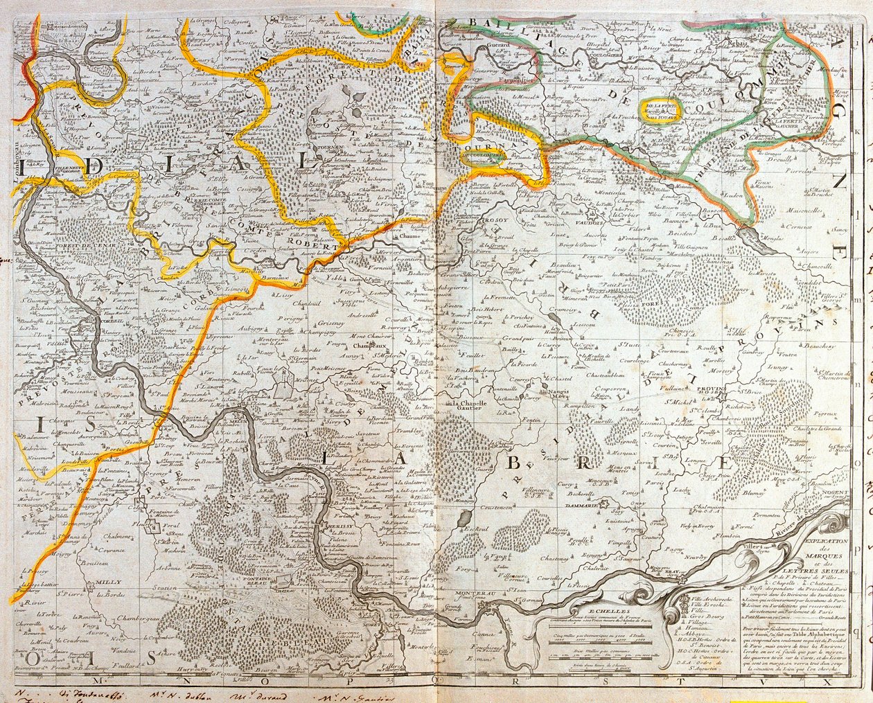 Kaart van het oosten van Île-de-France door Jean Baptiste Nolin