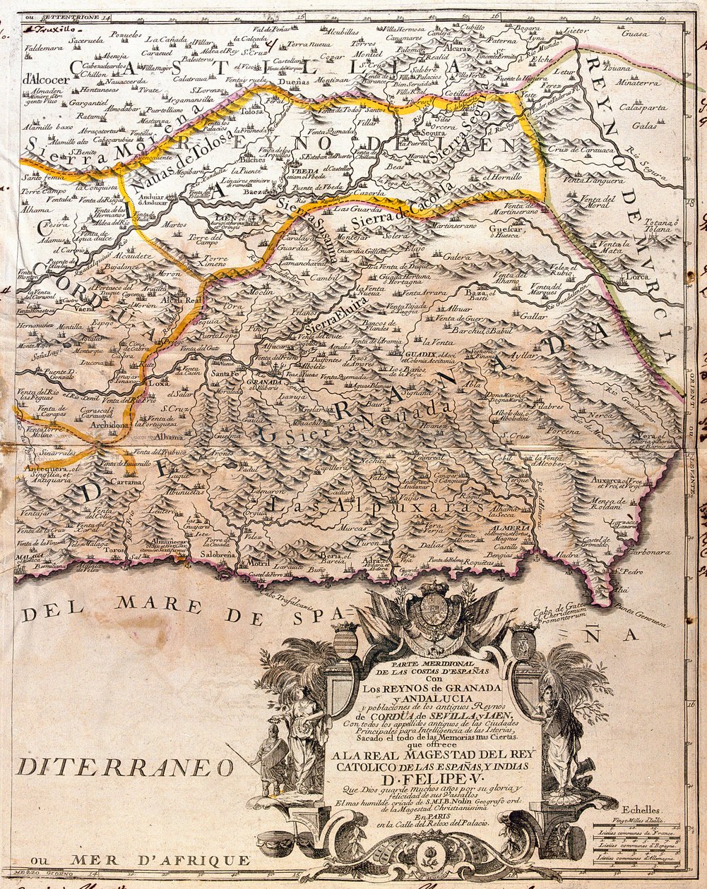 Kaart van de provincie Granada (Spanje) (Gravure) door Jean Baptiste Nolin