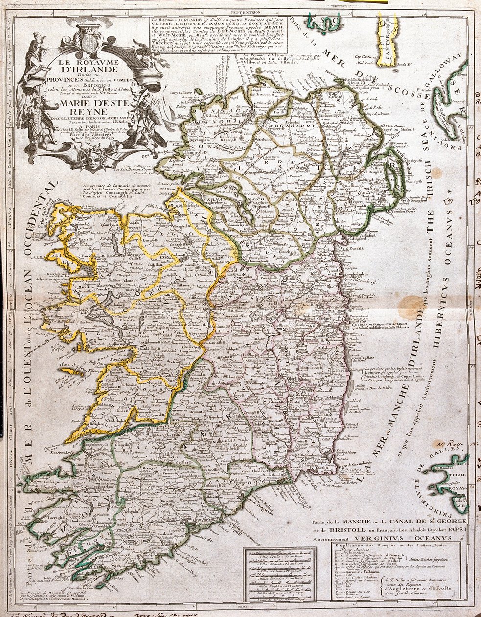 Kaart van het Koninkrijk Ierland, opgedragen aan Maria d