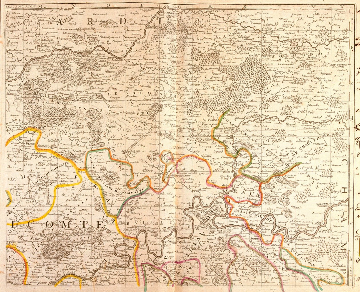 Kaart van het noordoosten van Ile de France door Jean Baptiste Nolin