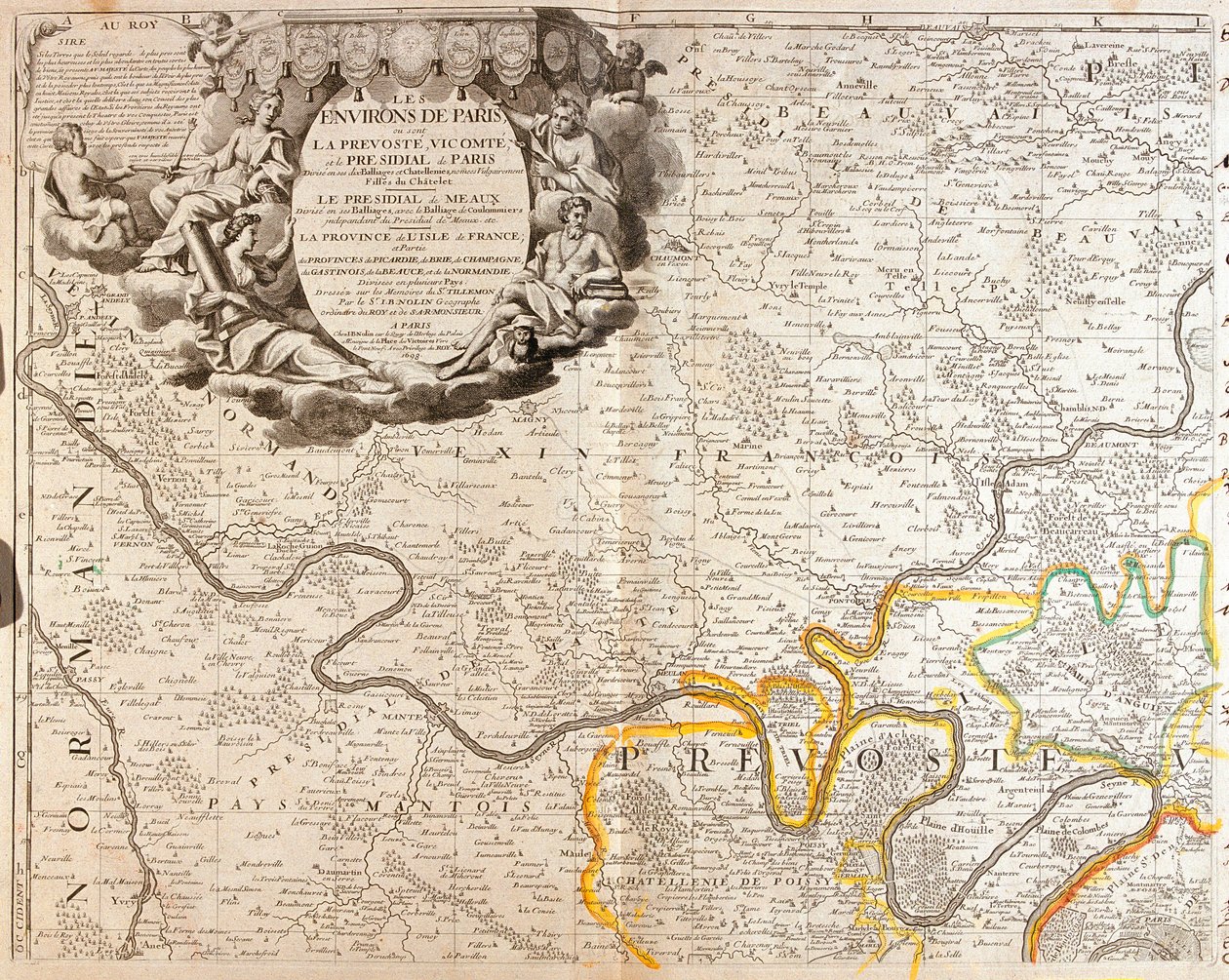 Kaart van het noordwesten van Île-de-France door Jean Baptiste Nolin