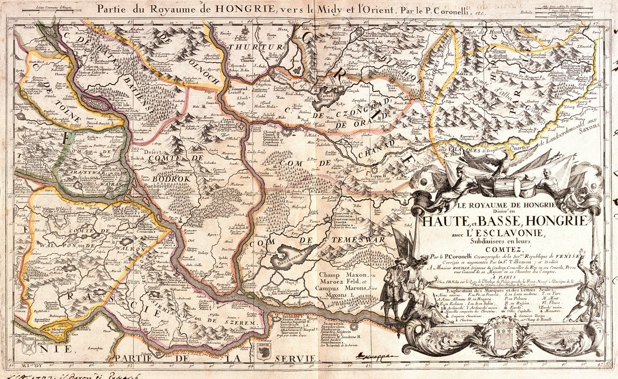 Kaart van het oostelijke deel van het Koninkrijk Hongarije (Gravure) door Jean Baptiste Nolin
