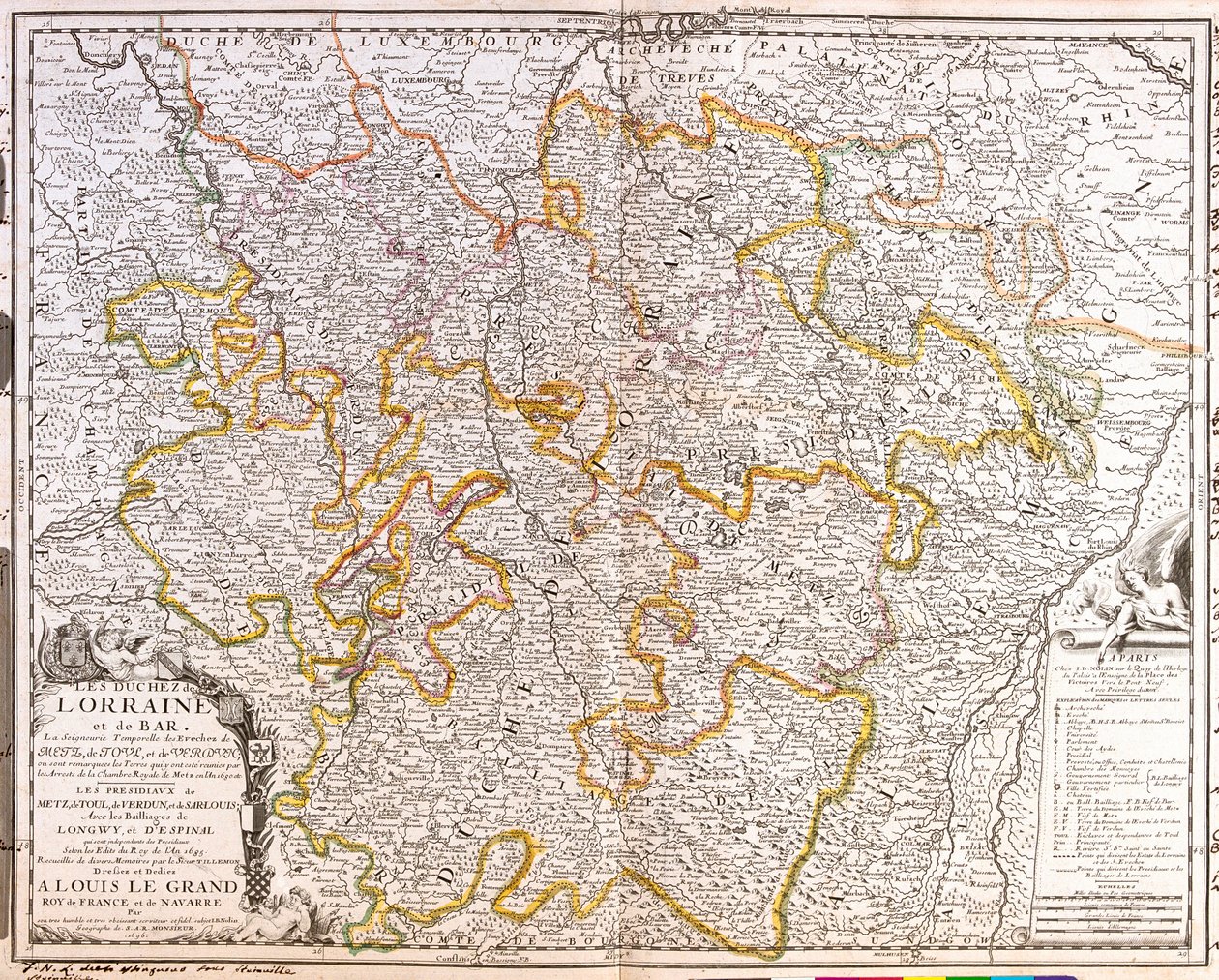 Kaart van de provincie Lotharingen (Frankrijk) (gravure) door Jean Baptiste Nolin
