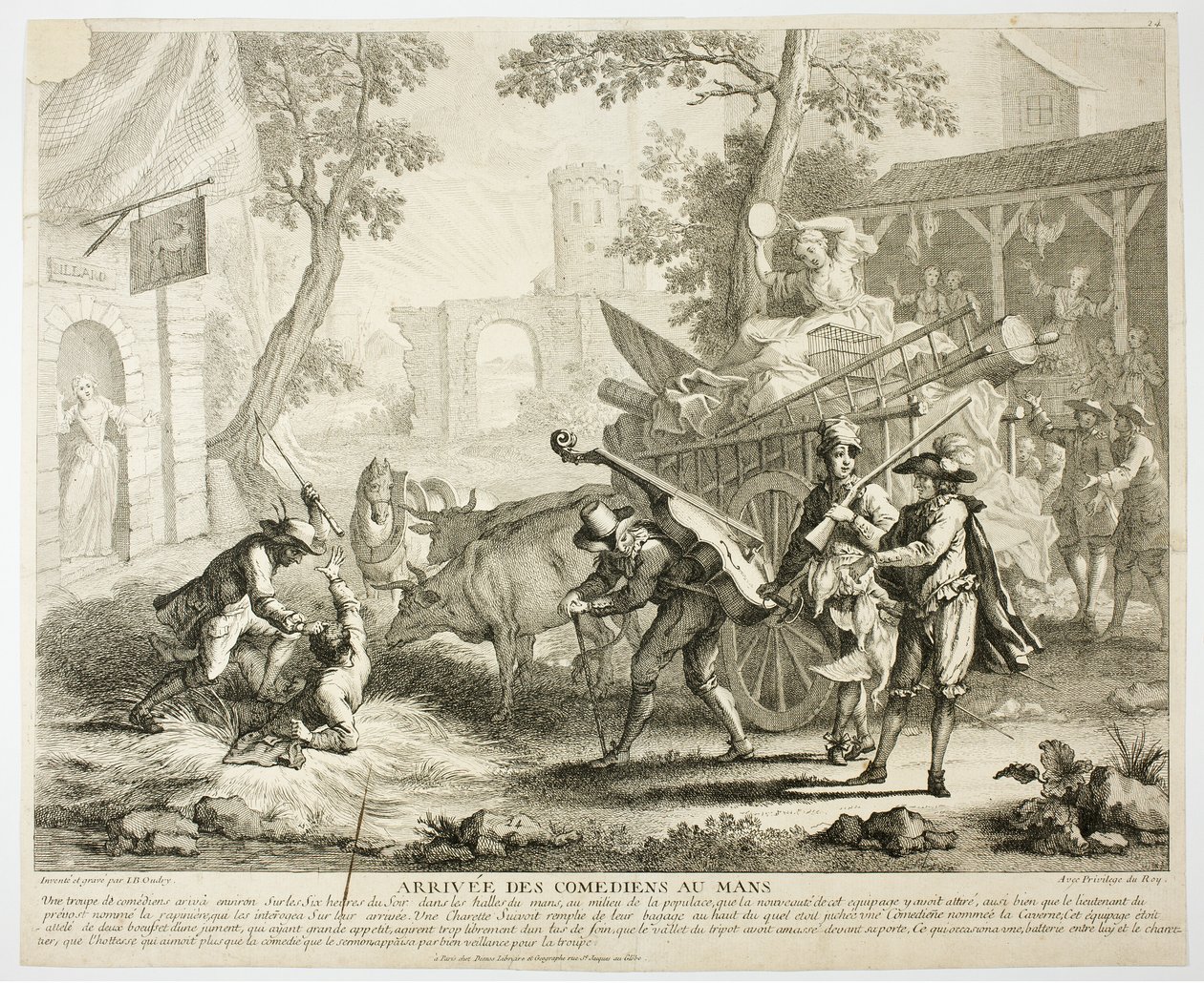 Aankomst van de komieken door Jean-Baptiste Oudry