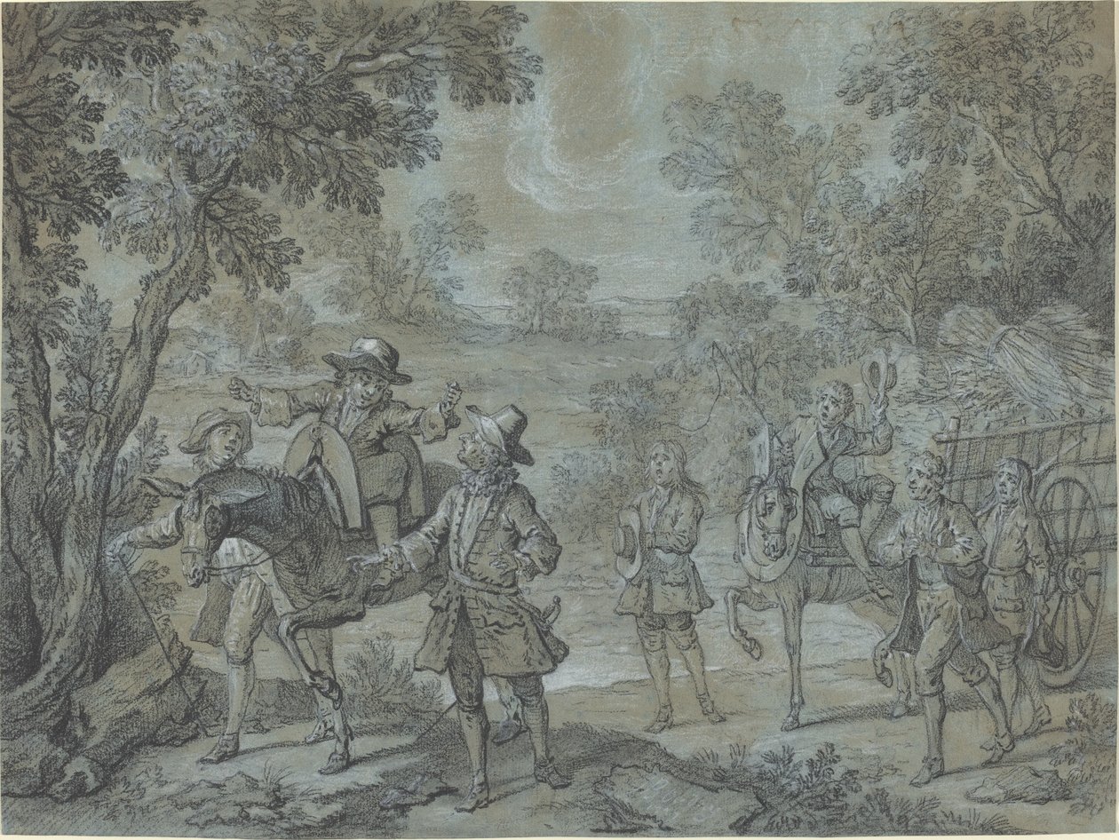 Ragotin declameert verzen; boeren denken dat hij preekt door Jean Baptiste Oudry