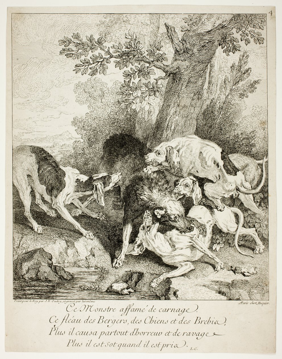 De wolf op de baai door Jean Baptiste Oudry
