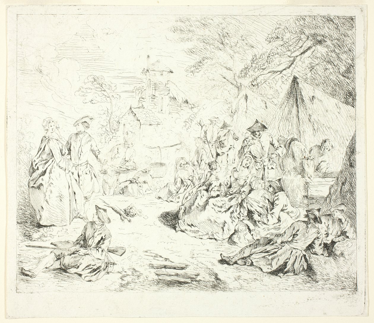 Halte de Soldaten door Jean-Baptiste Pater