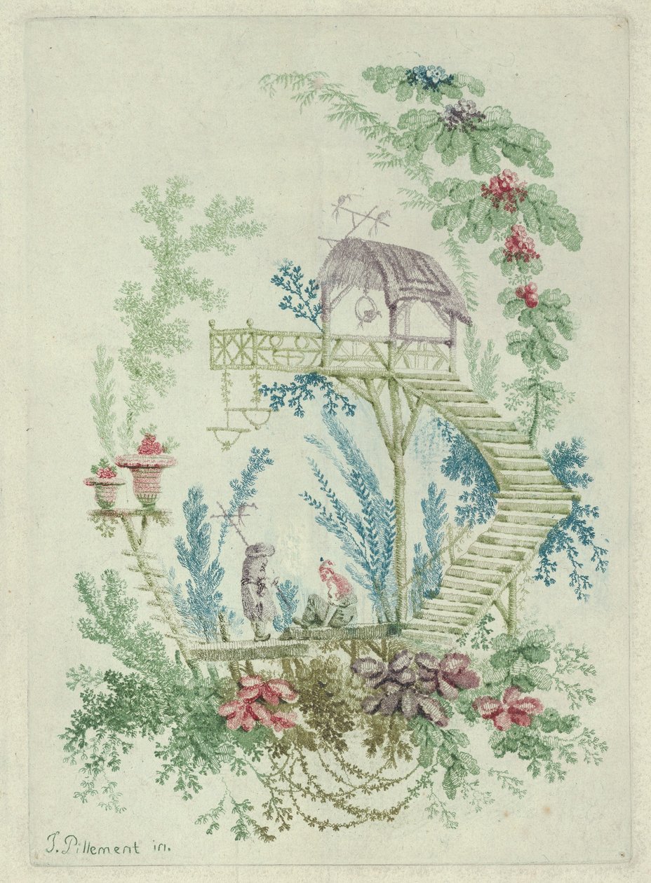 Chinoiserie uit Nouvelle Suite de Cahiers de Dessins Chinois, 1790-99 door Jean Baptiste Pillement