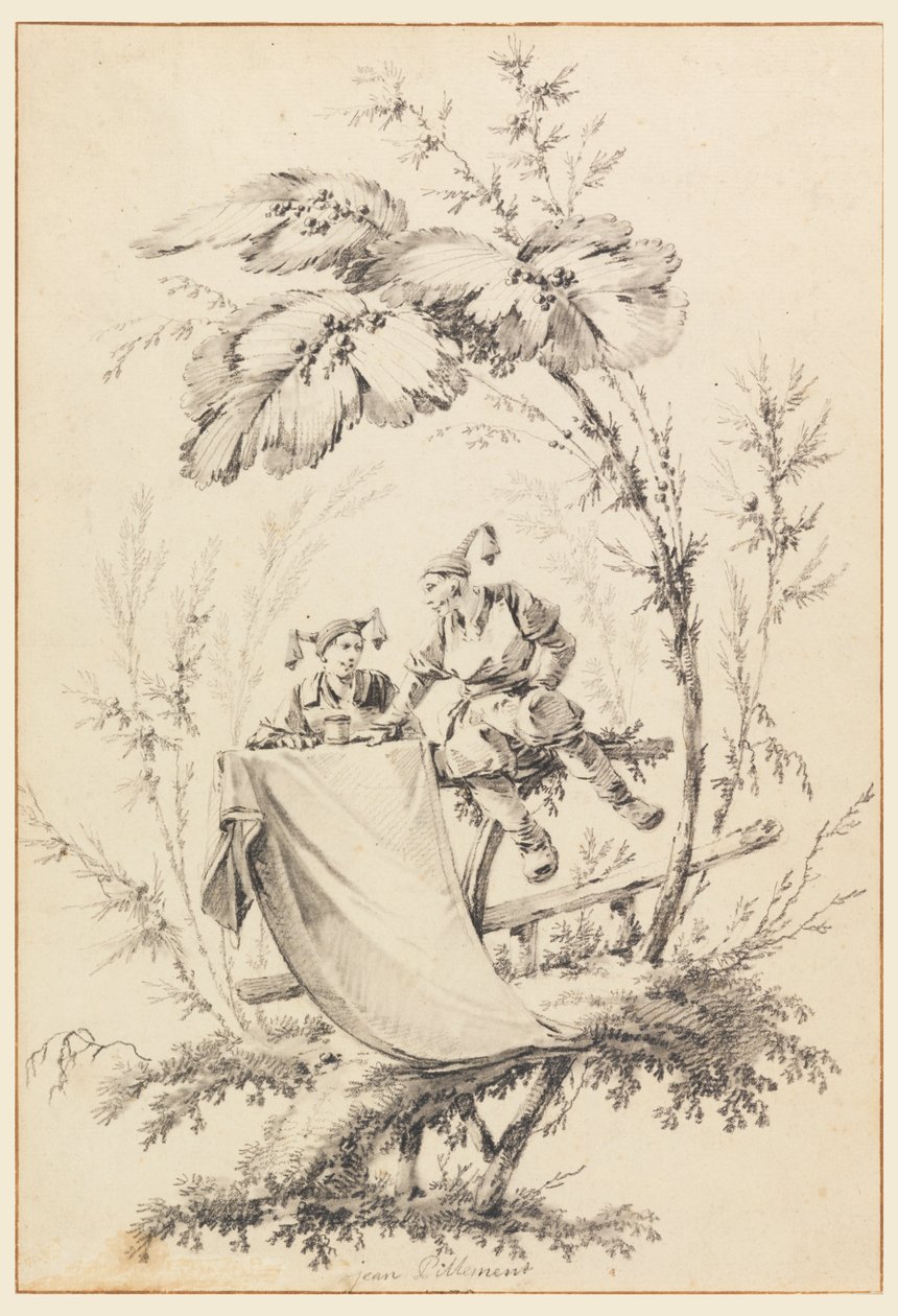 Ontwerp voor titelpagina, Cahier des Parasols Chinois door Jean Baptiste Pillement