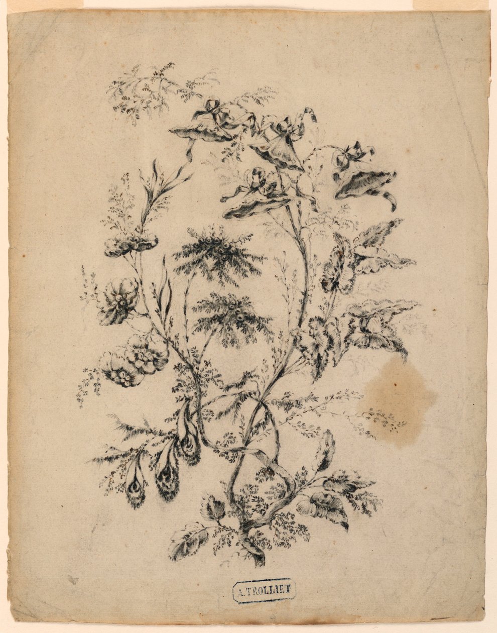 Tekening, Touw van een fantastische boom, 1775-1800 door Jean Baptiste Pillement
