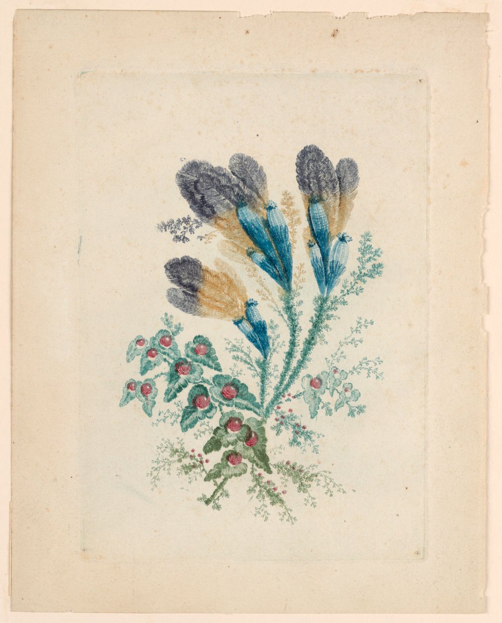 Fantastisch bloemmotief uit "Nouvelle Suitte de Cahiers de fleurs idéales" door Jean Baptiste Pillement
