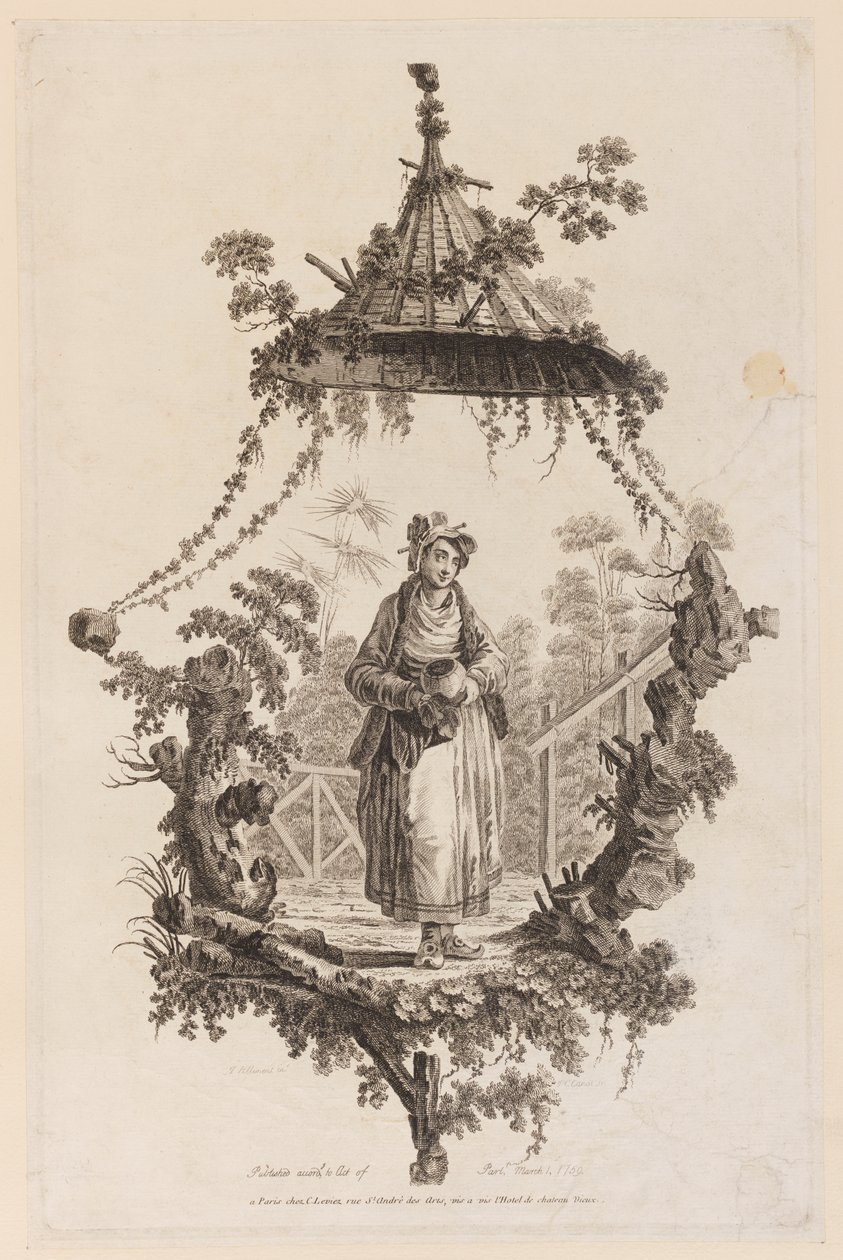 Figuur Onder Baldakijn door Jean Baptiste Pillement