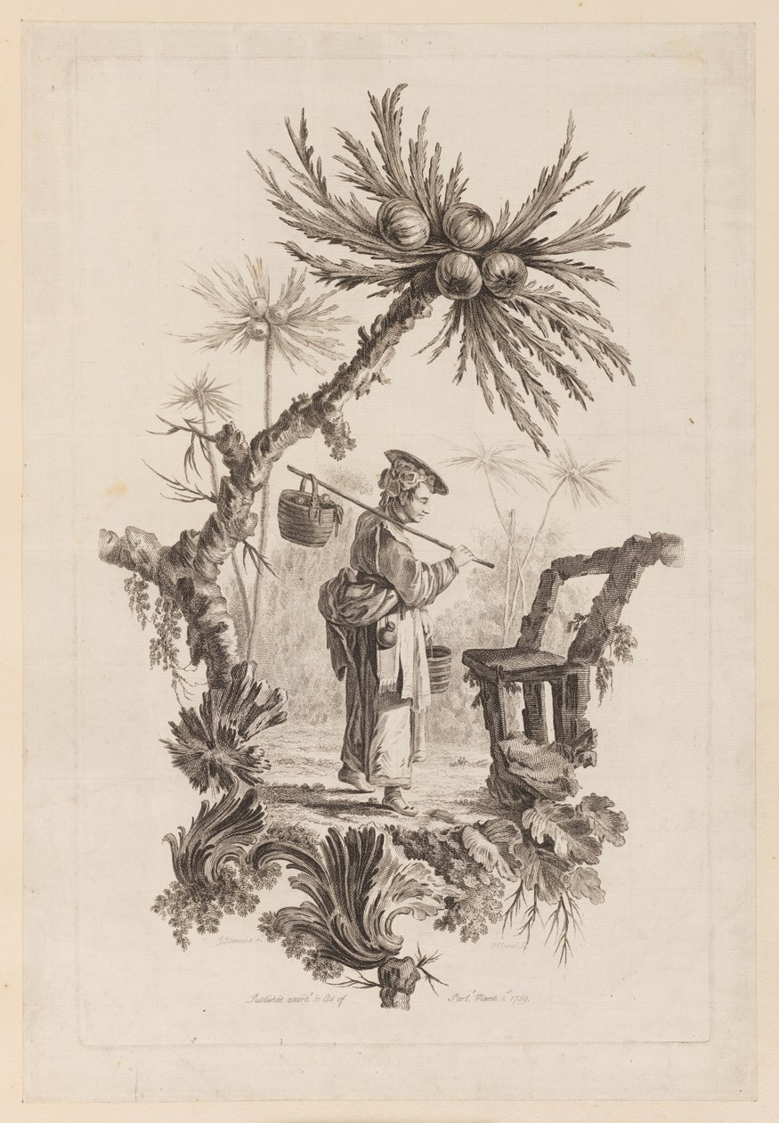Figuur met Mand Onder Tak door Jean Baptiste Pillement