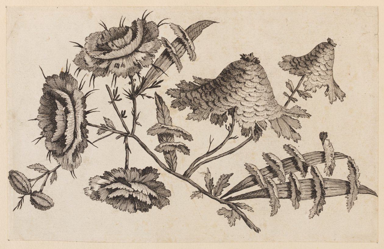 Bloementak, uit "Recueil de Fleurs Chinois" door Jean Baptiste Pillement