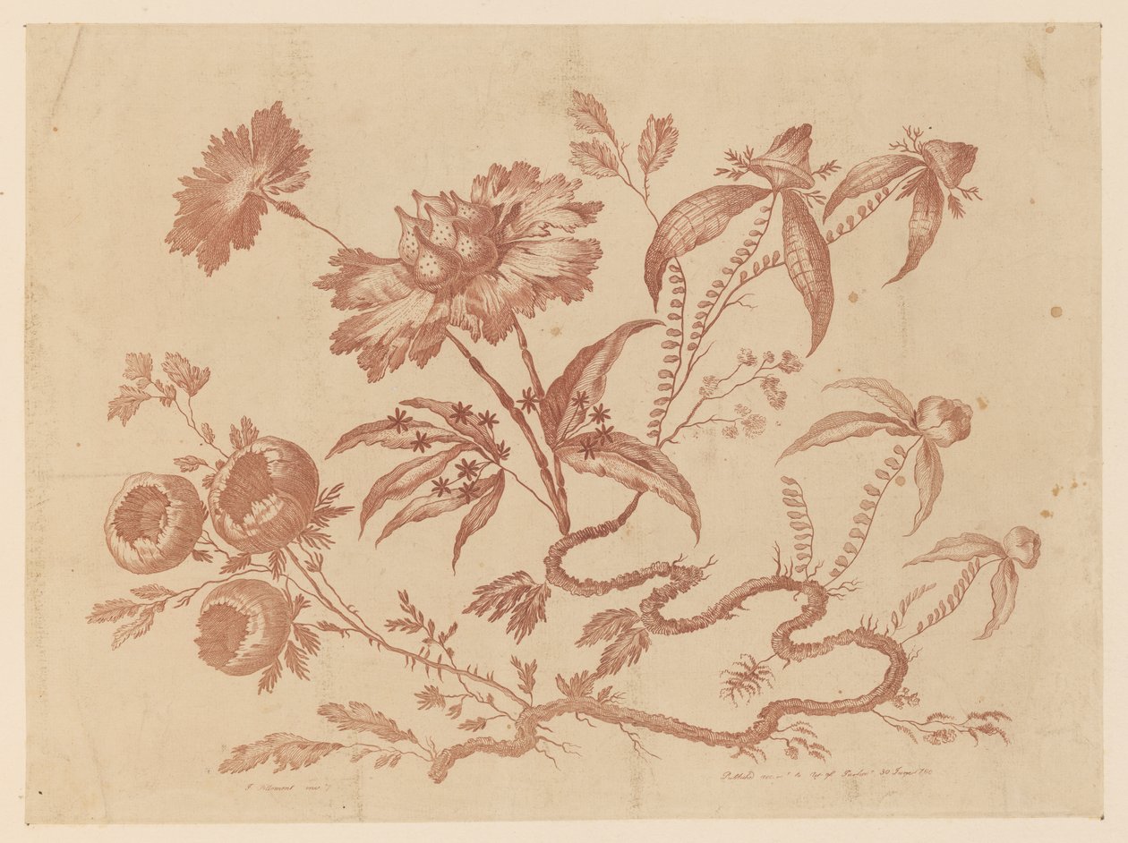 Bloementakken, uit "Recueil de Differentes Fleurs de Fantaisie Dans le Goût Chinois" door Jean Baptiste Pillement