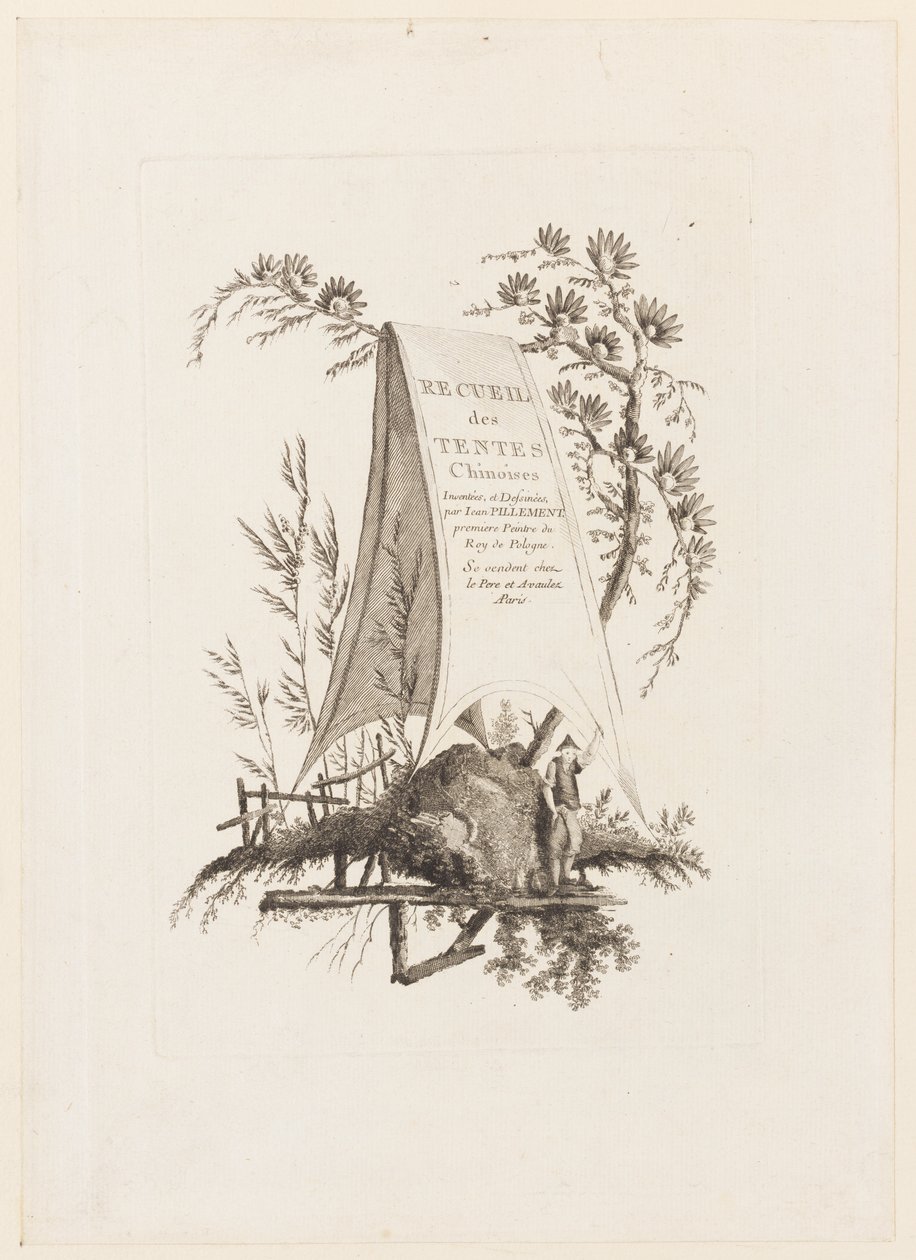 Titelpagina, uit "Recueil des Tentes Chinoises" door Jean Baptiste Pillement