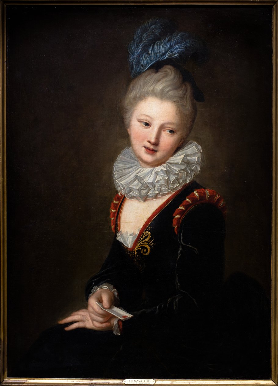 De jonge vrouw met het mooie kaartje door Jean Baptiste Santerre