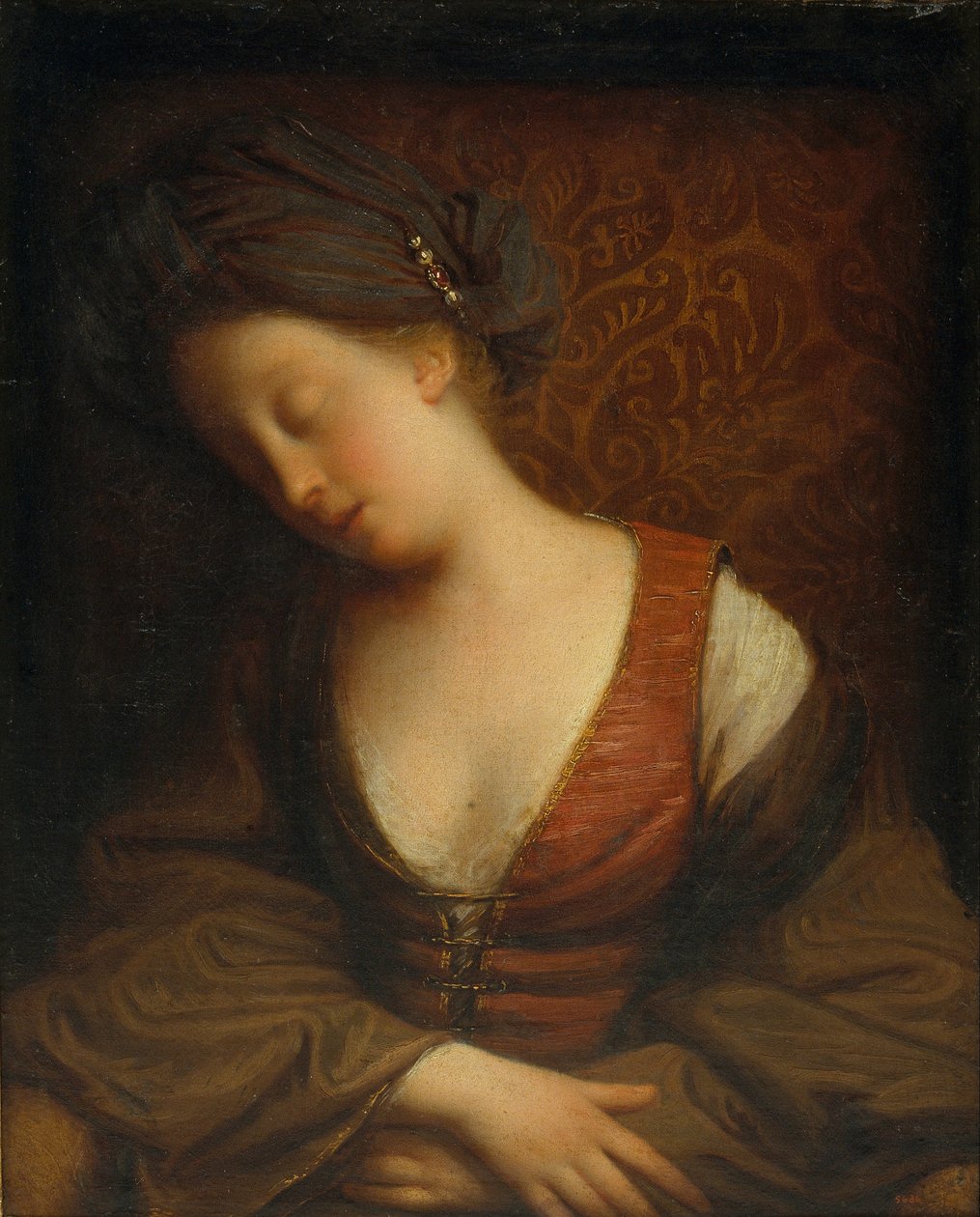 Slapende jonge vrouw door Jean Baptiste Santerre
