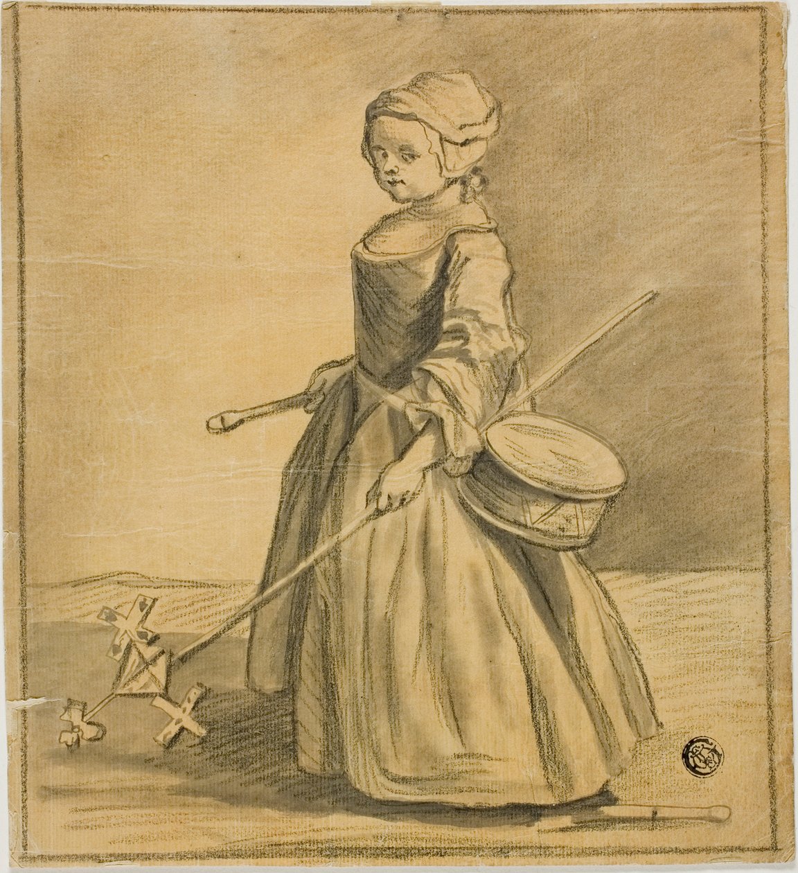 Meisje met trommel door Jean Baptiste Simeon Chardin