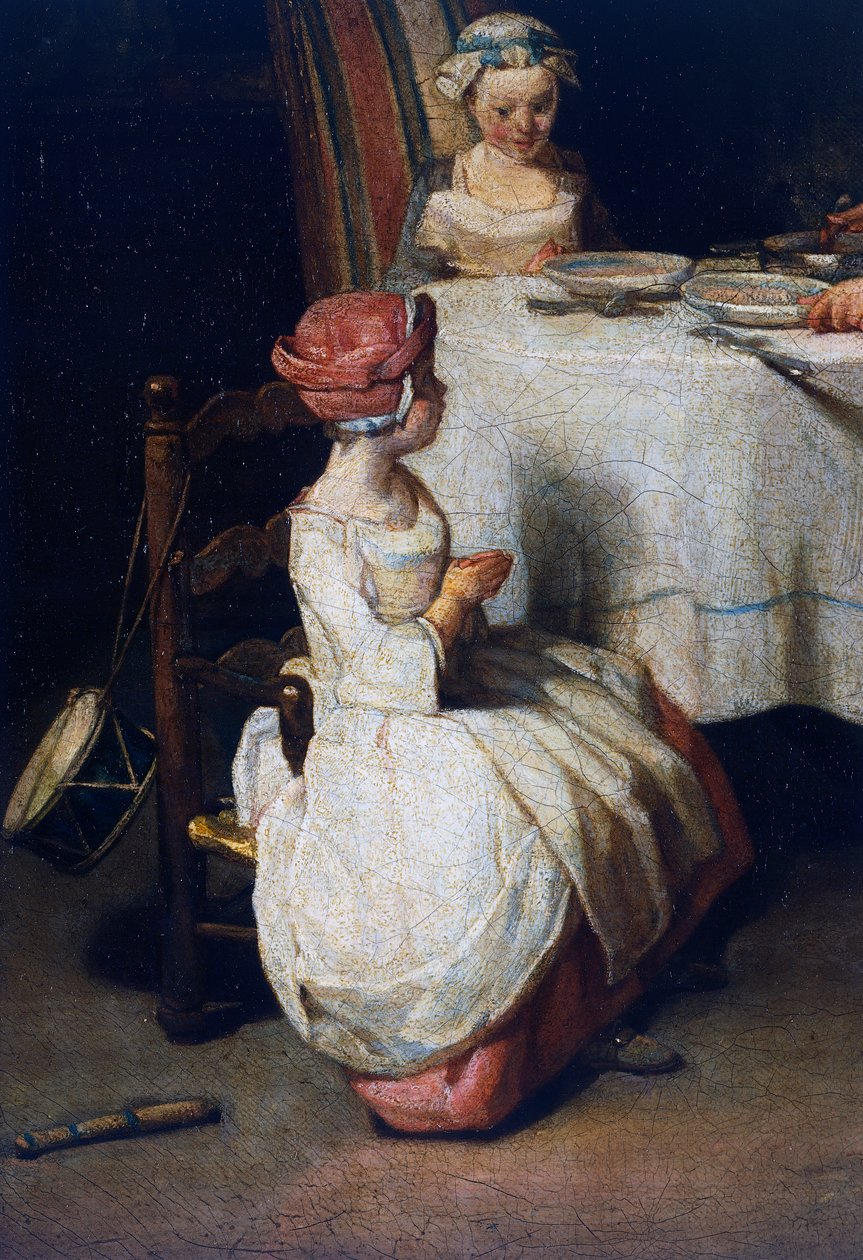 Le Benedicite, ca. 1740, detail (detail) door Jean Baptiste Simeon Chardin