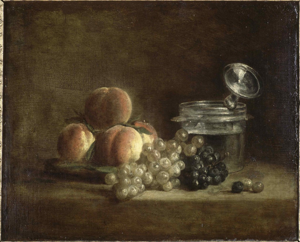 Perziken en druiven door Jean Baptiste Simeon Chardin