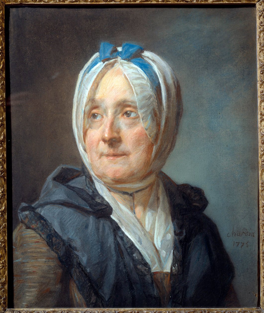 Portret van Madame Chardin geboren Francoise Marguerite Pouget door Jean-Baptiste Simeon Chardin