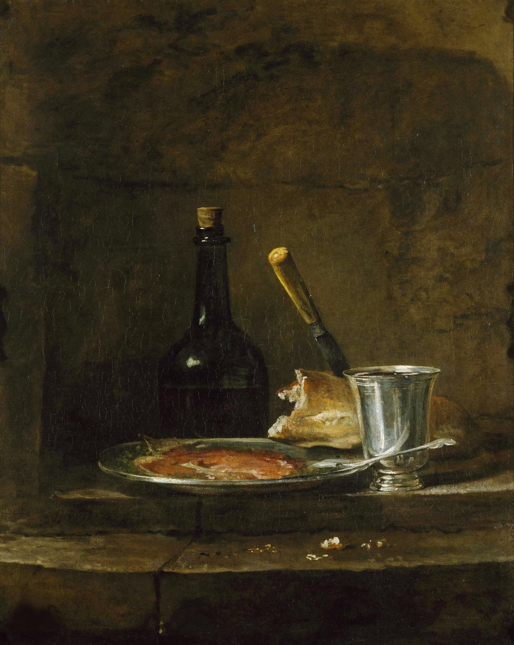 Het ontbijt voorbereiden, of De zilveren beker, voor 1728 door Jean Baptiste Simeon Chardin