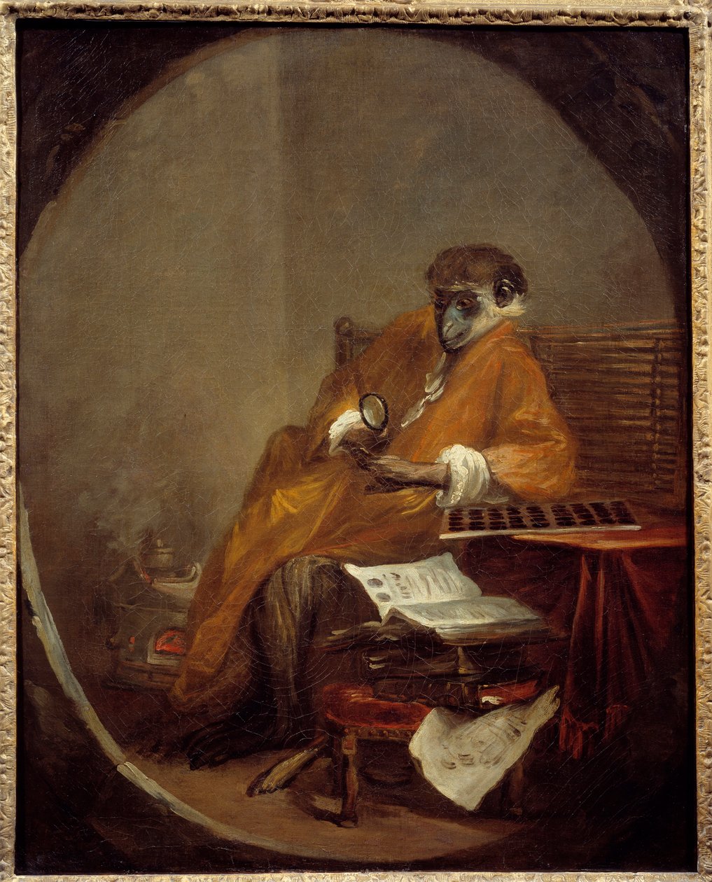 De antieke aap door Jean Baptiste Simeon Chardin