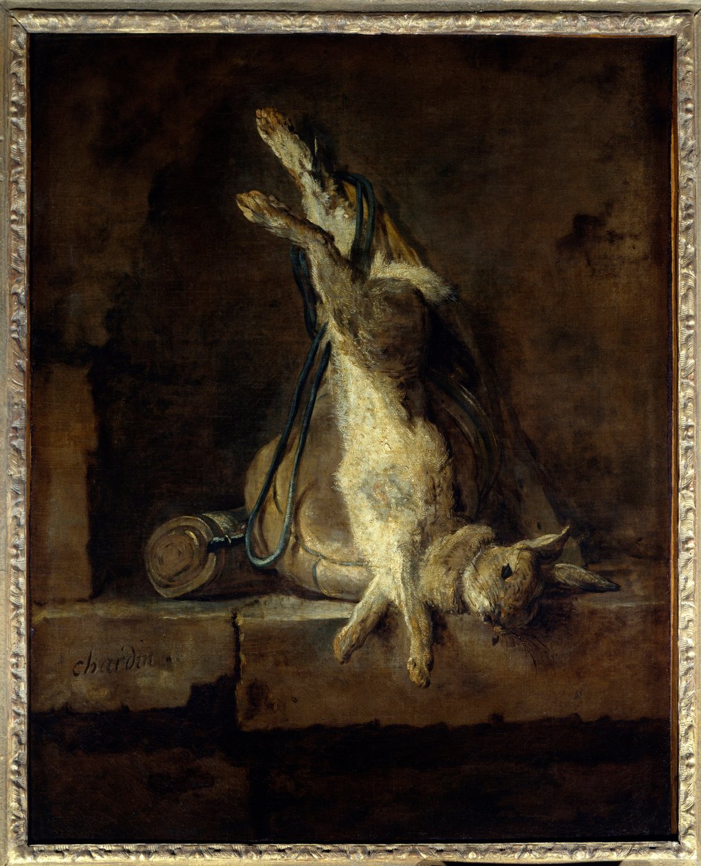 Het dode konijn en jachtuitrusting door Jean Baptiste Simeon Chardin