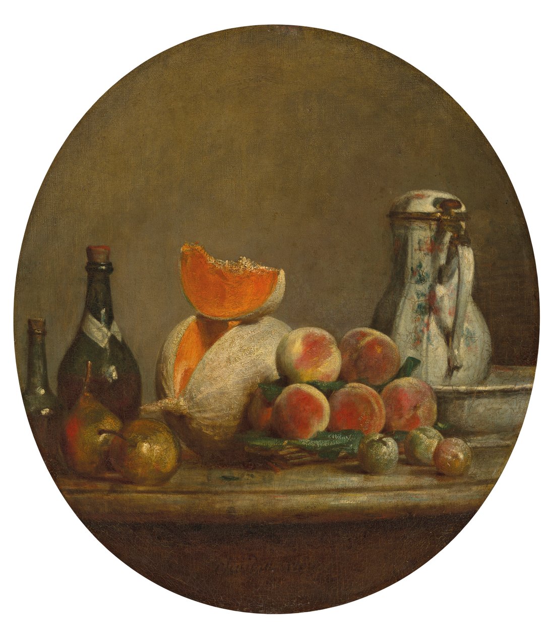 Frans:  Le Melon entamé De gesneden meloen door Jean Baptiste Simeon Chardin