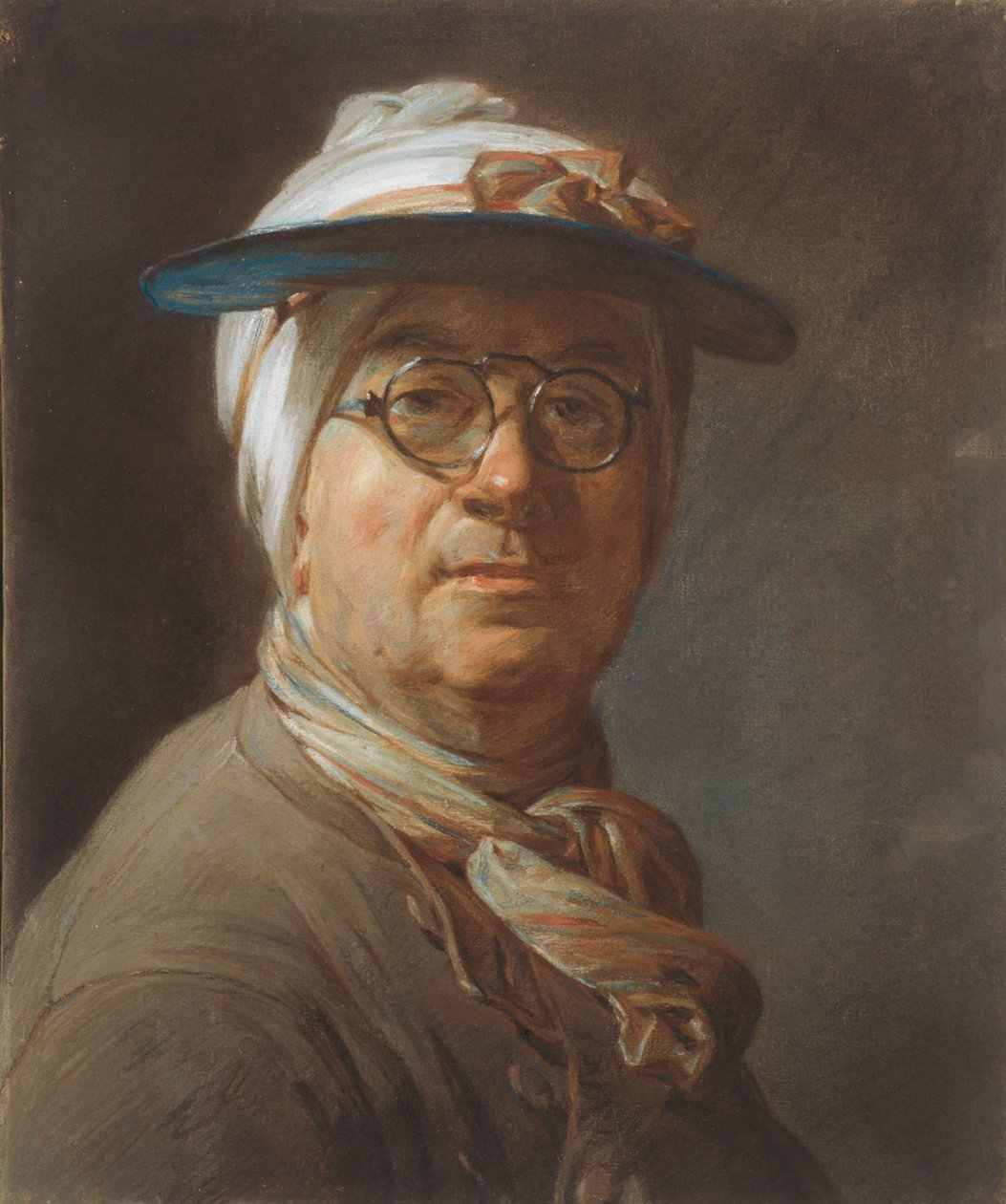 Zelfportret met vizier door Jean Baptiste Simeon Chardin