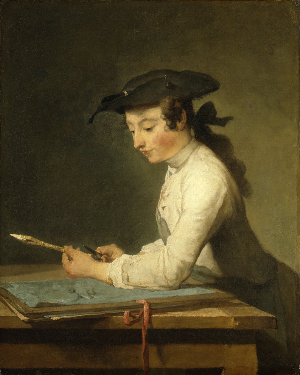 De tekenaar door Jean Baptiste Simeon Chardin