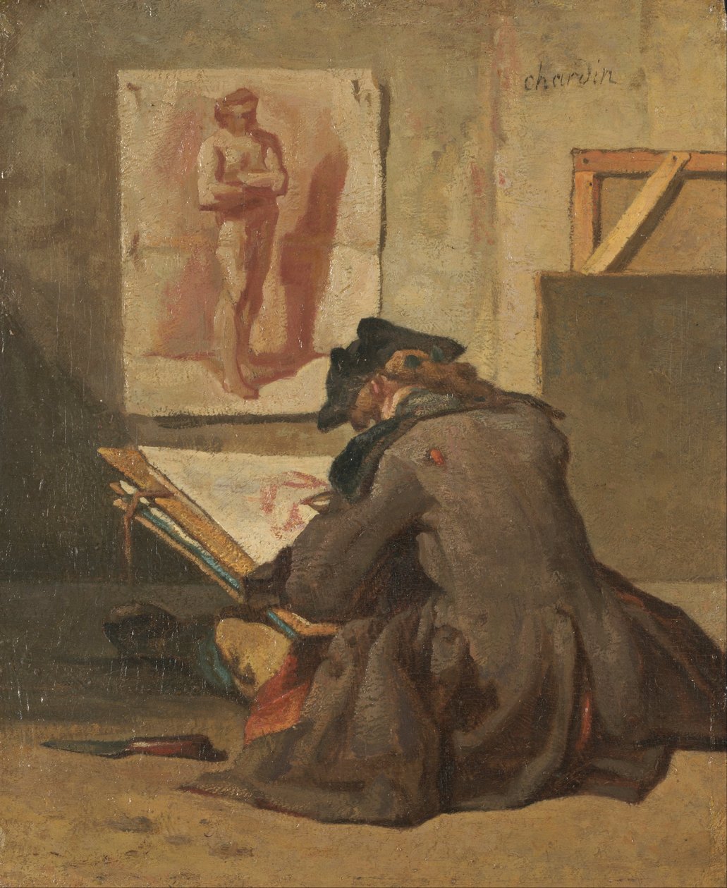 Jonge student tekenen door Jean Baptiste Simeon Chardin