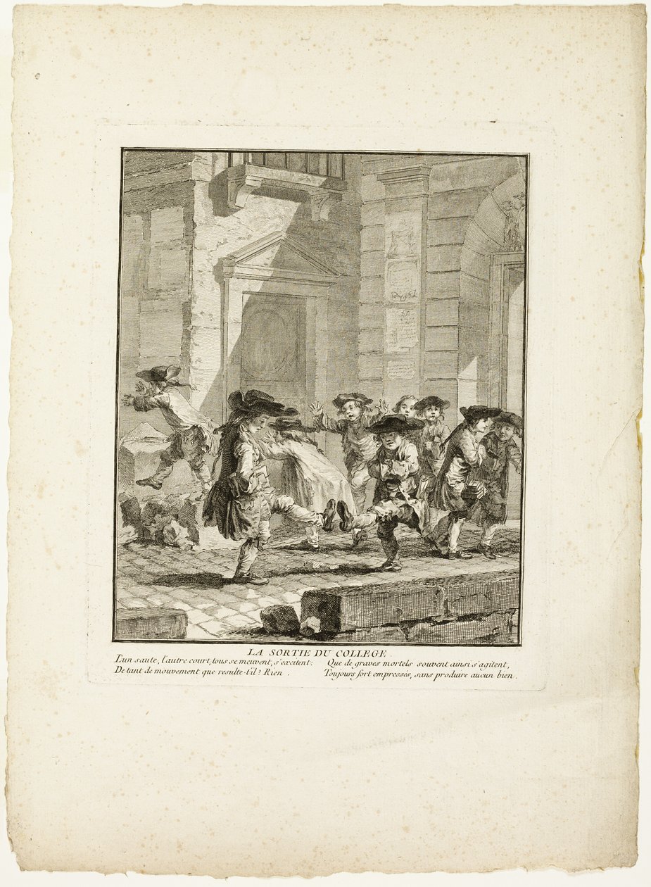 Vrijlating van college, uit De spelen van de Urkers van Parijs door Jean Baptiste Tilliard I
