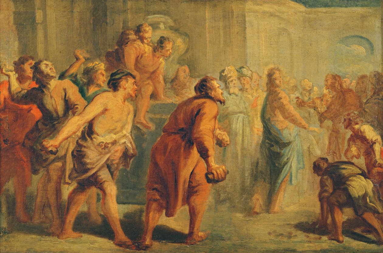 De overspelige vrouw door Jean Baptiste Wampe