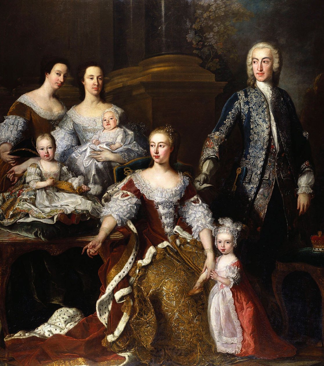 Augusta van Saksen-Gotha, Prinses van Wales, met leden van haar familie en huishouden, 1739 door Jean Baptiste van Loo