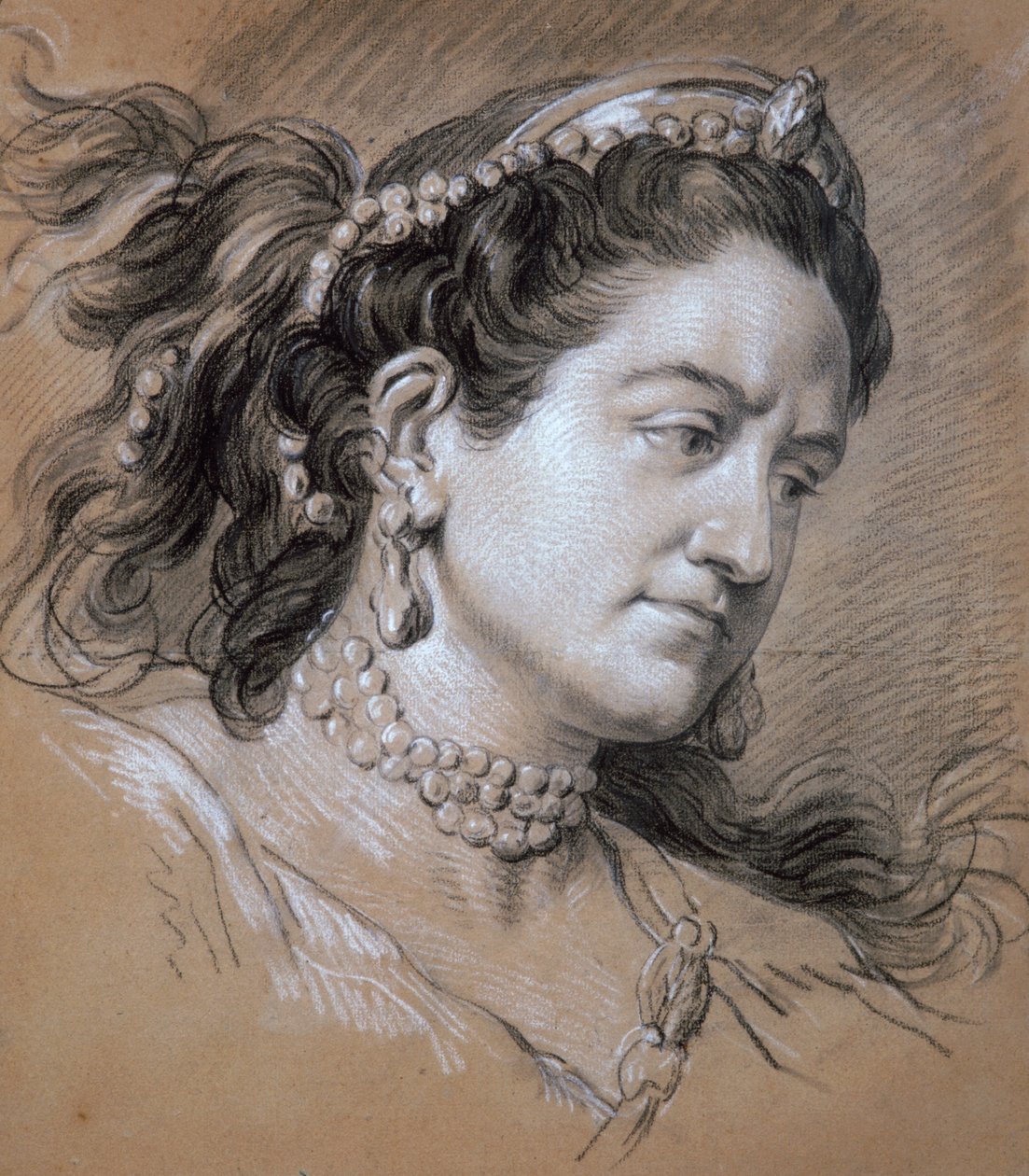 Portret van een vrouw, 18e eeuw door Jean Baptiste van Loo