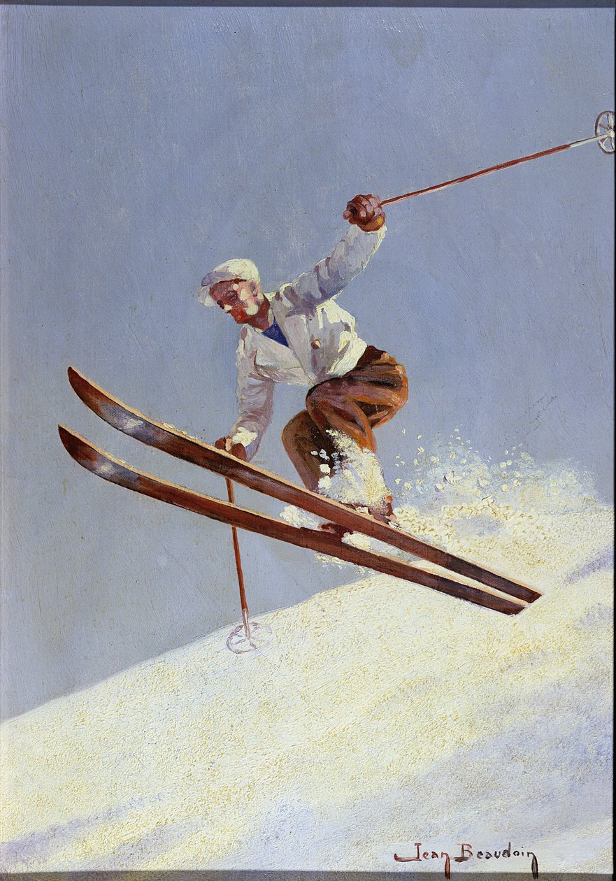 Een skiër, ca. 1930 door Jean Beaudoin