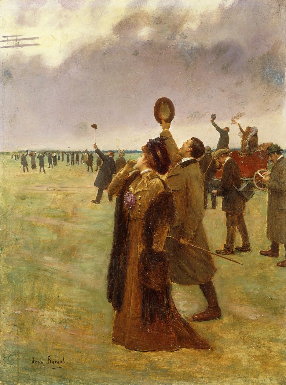 Vlucht van het Wright-vliegtuig door Jean Beraud