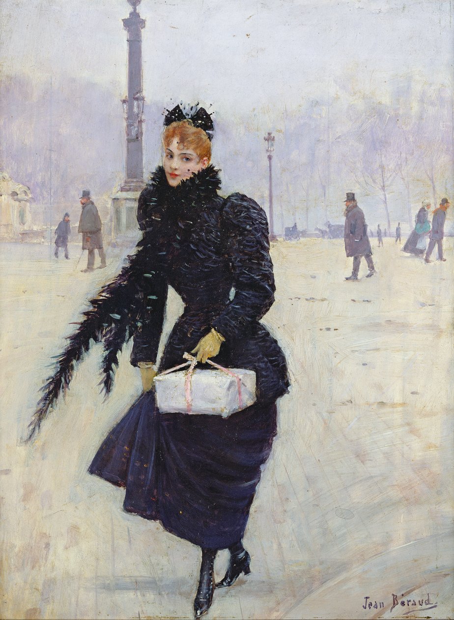 Parijse vrouw op de Place de la Concorde, ca. 1890 door Jean Beraud