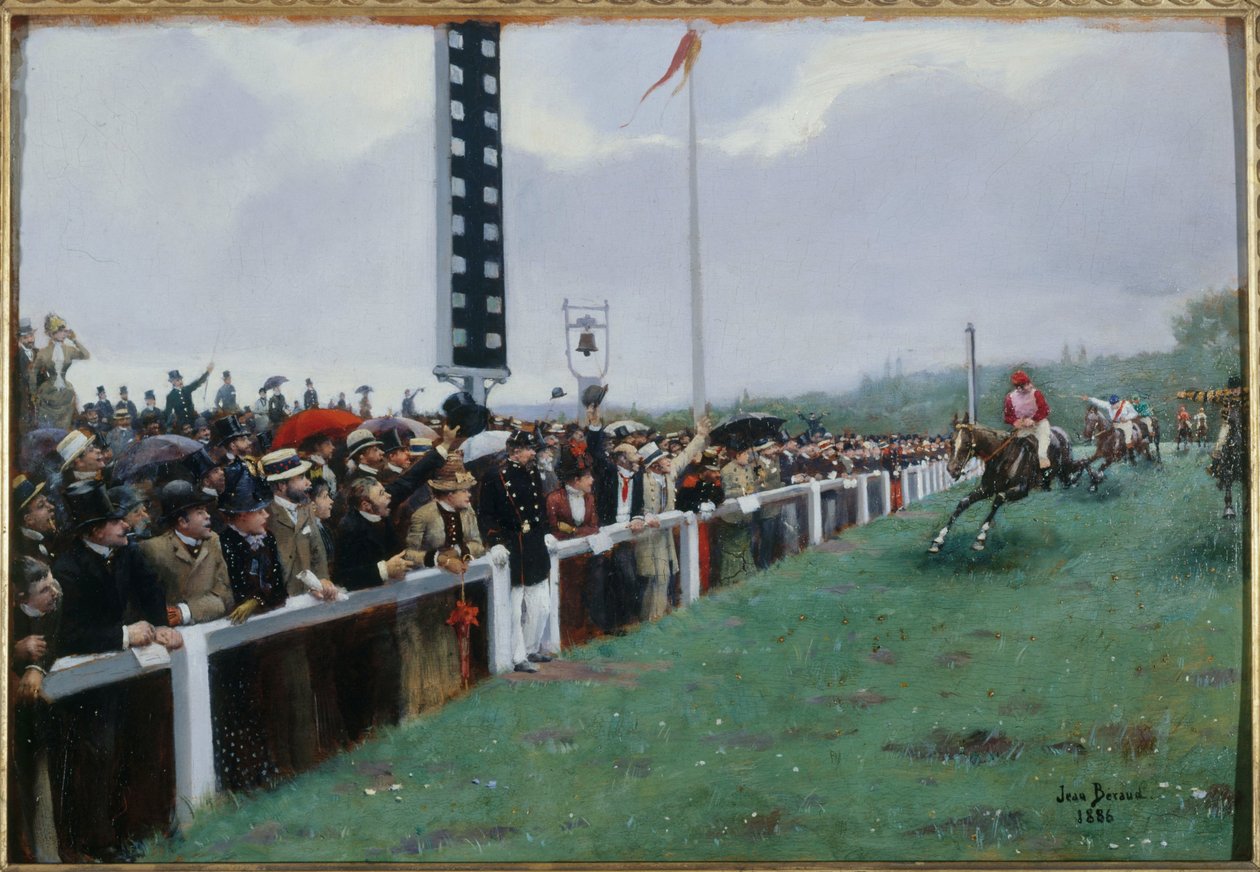 Races in Longchamp; de finish door Jean Beraud