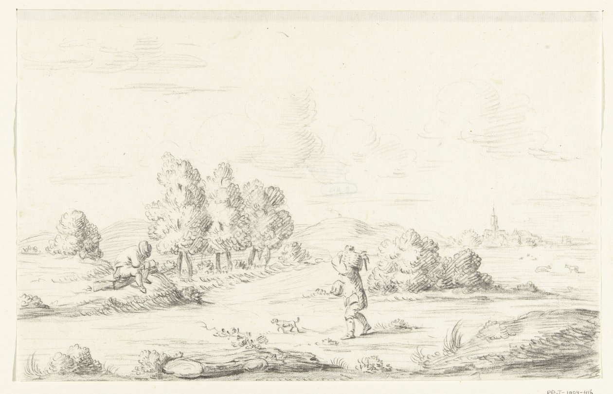 Landschap met twee mannen door Jean Bernard