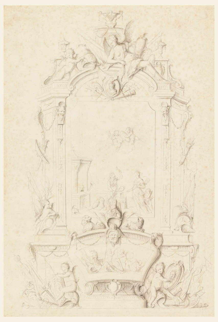 Venus bij de Smidse van Vulcanus, Ontwerp voor een Dressoirpaneel door Jean Bernard Honoré Toro