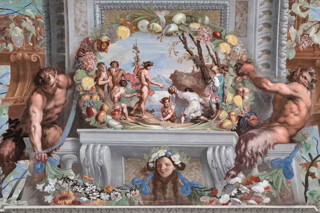 Een van de eenenveertig panelen met scènes die de gebeurtenissen van Bacchus vertellen door Jean Boulanger