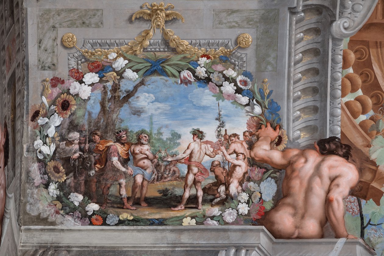 Een van de eenenveertig panelen met scènes die de gebeurtenissen van Bacchus vertellen door Jean Boulanger