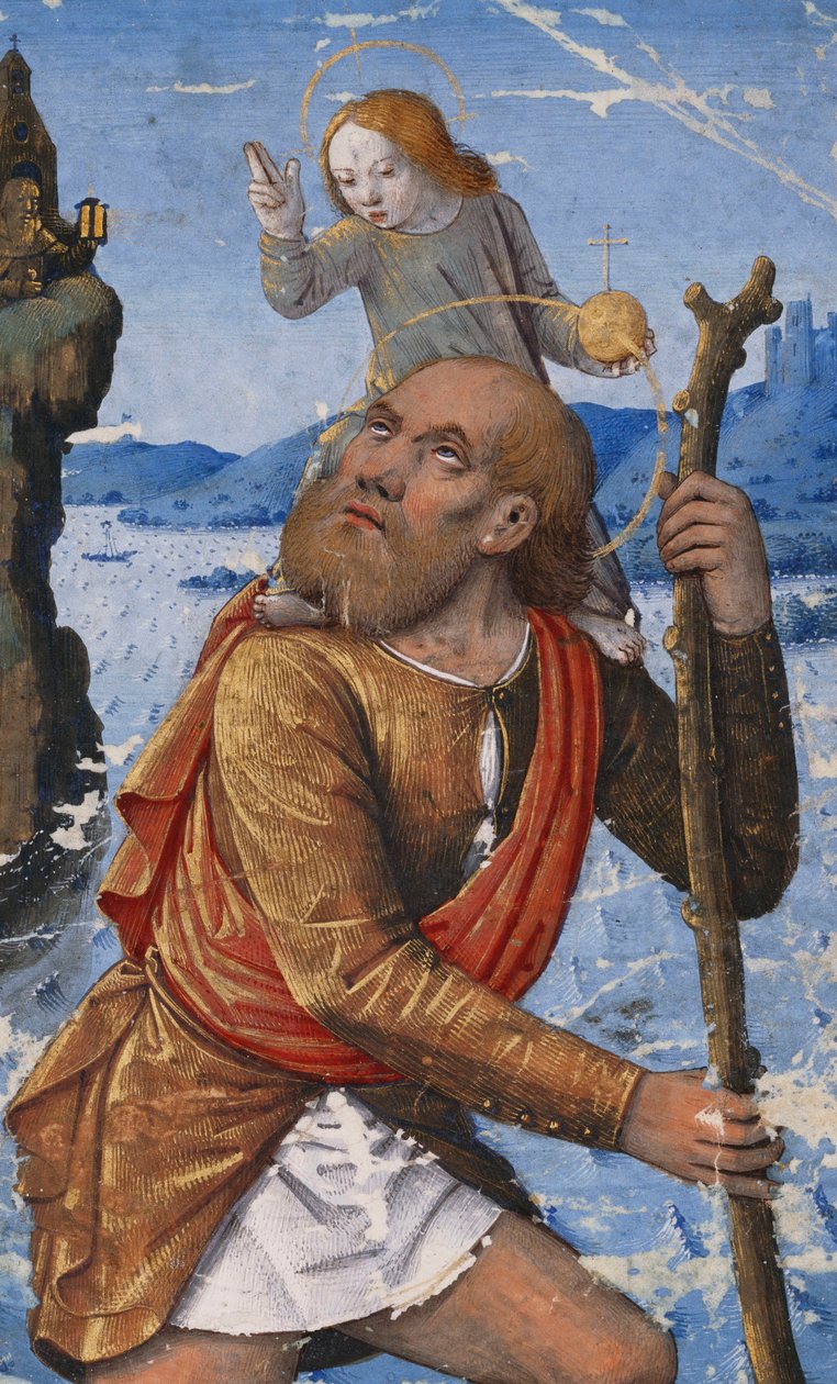 Sint Christoffel, ca. 1490-1500 door Jean Bourdichon