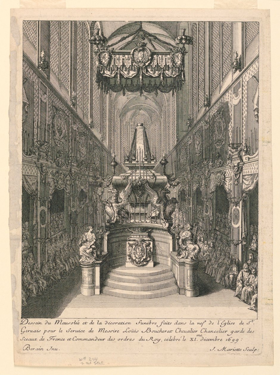 Catafalque van Louis Boucherat, Tweede Staat, St. Gervais, Parijs door Jean Bérain, the Elder