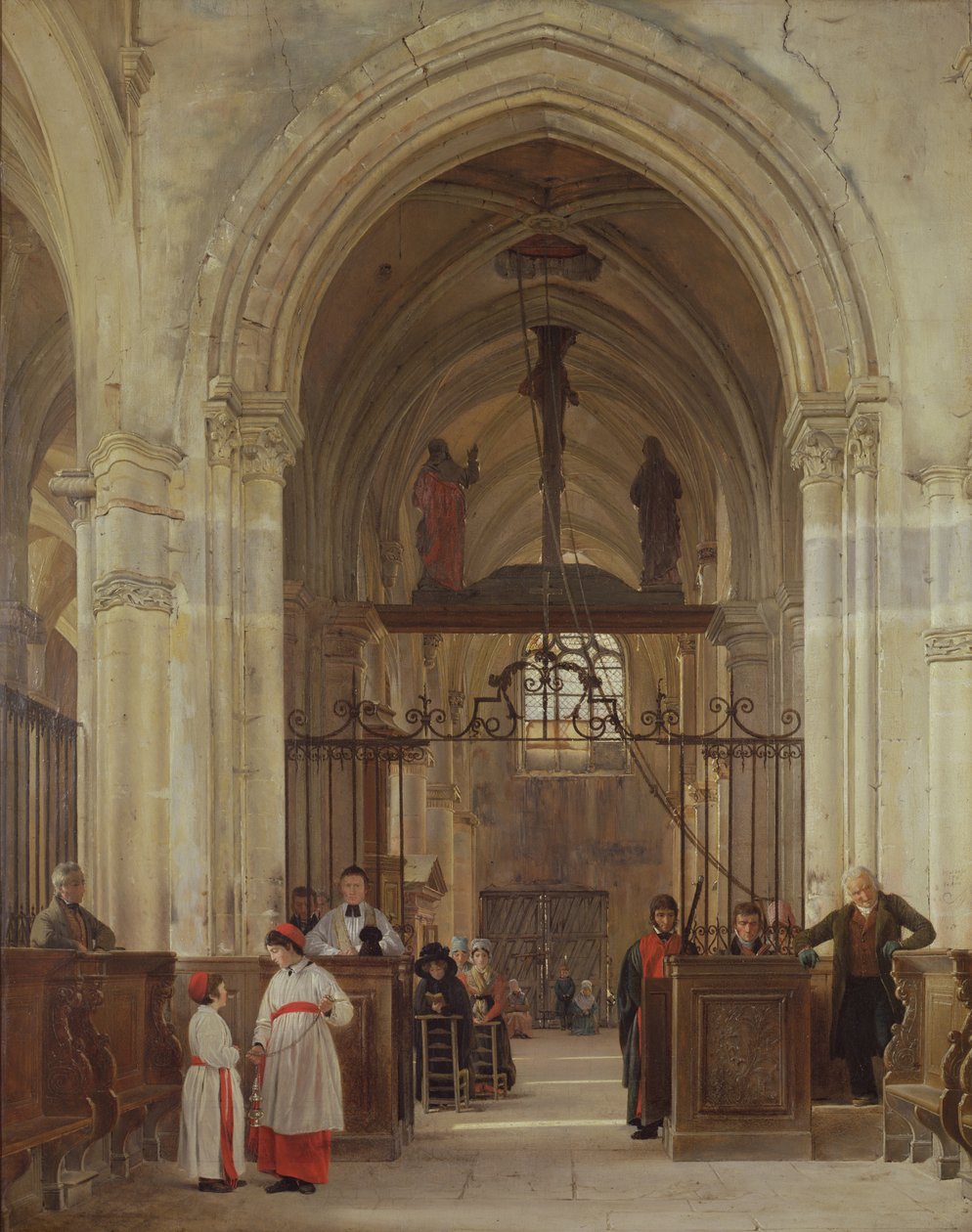 Interieur van de kerk van St. Prix, Valle de Montmorency, 1828 door Jean Bruno Gassies