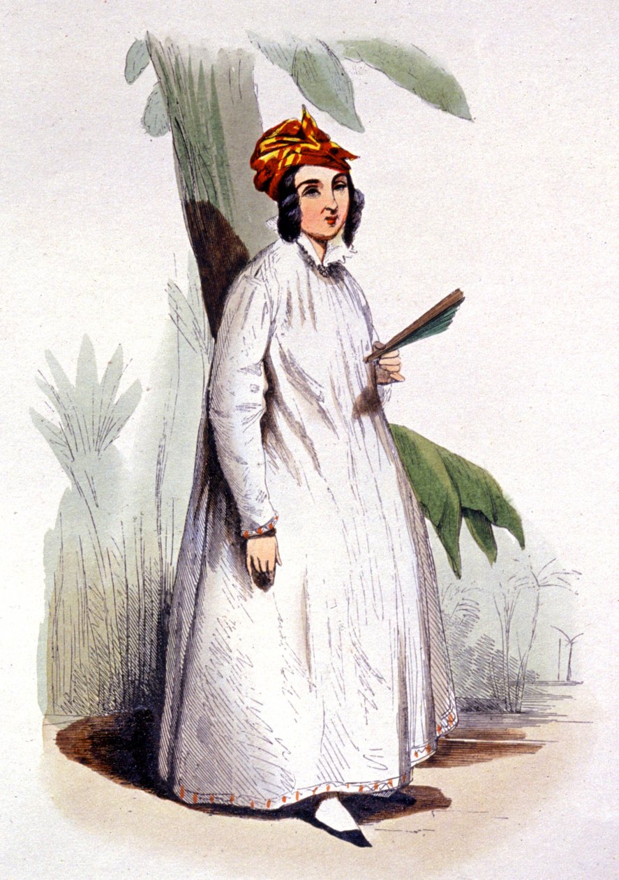 De creoolse vrouw, Franse Antillen, ca. 1850 (gravure) door Jean Charles (1800 79) Pauquet